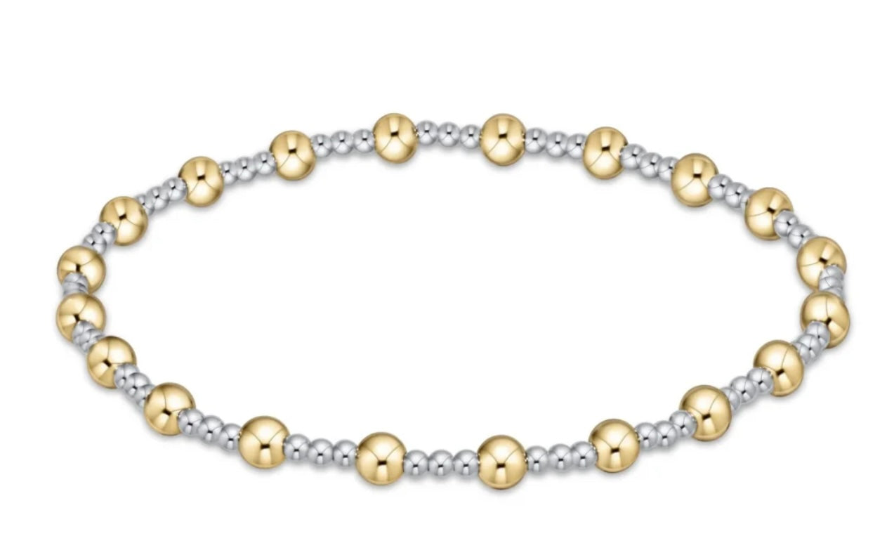 Classic Sincerity Pattern 4mm Bead Bracelet - Mixed Metal