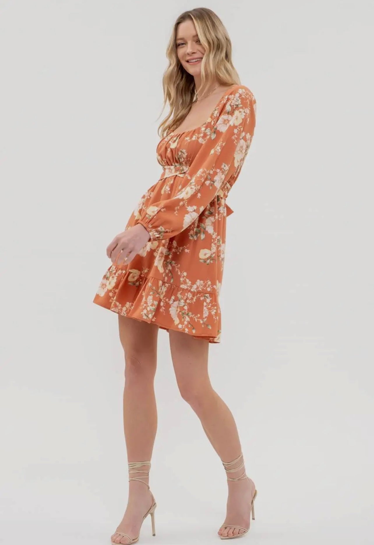 November Days Terracotta Floral LS Dress