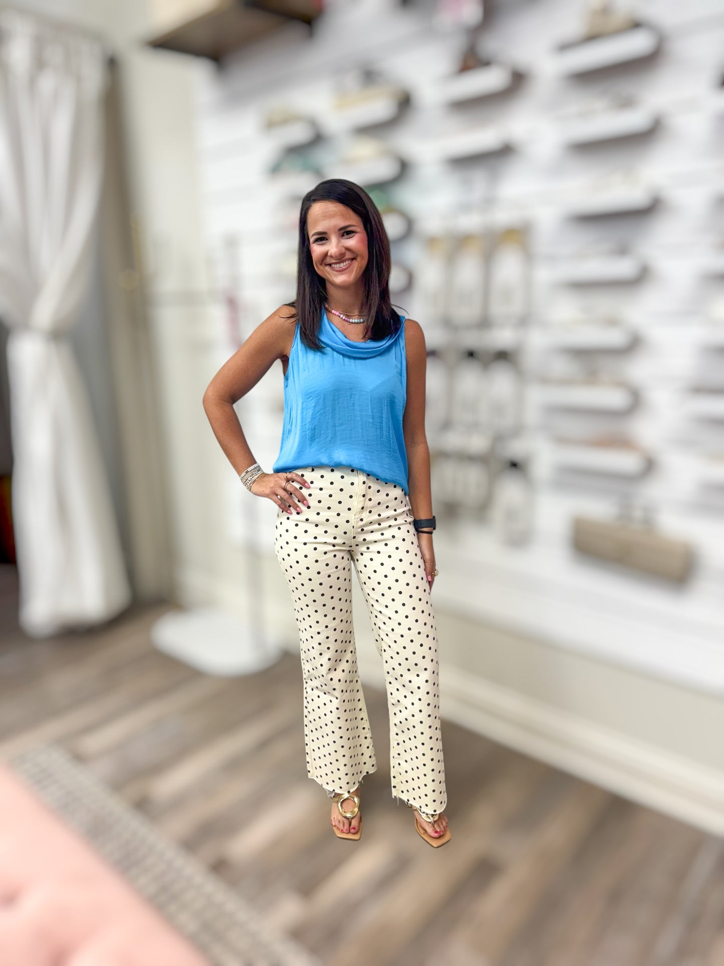 Mini Polka Dot Ivory Denim