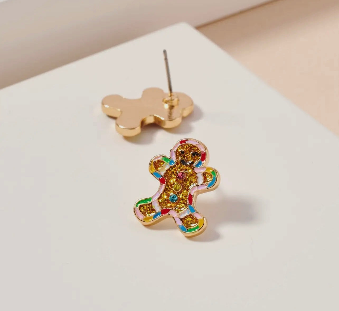 Gingerbread Man Enamel Stud Earrings