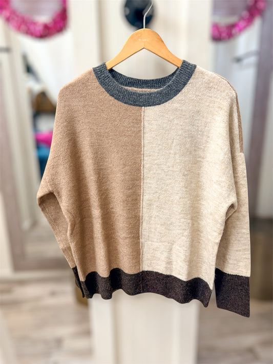Neutral Colorblock Sweater