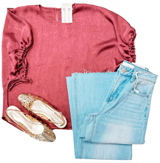 Snitched & Satin Wine Blouse