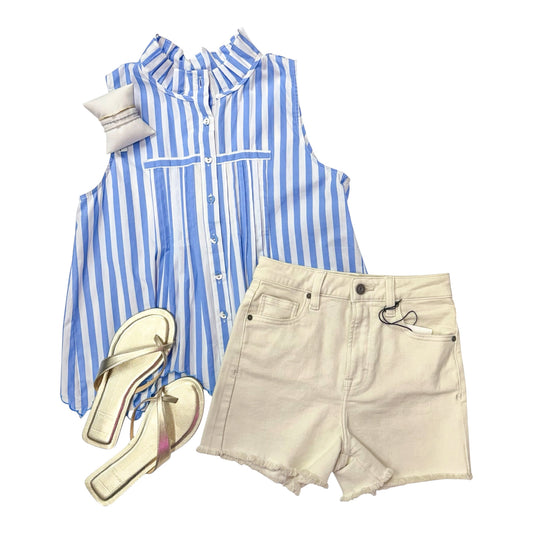Can’t Go Back Blue Striped Sleeveless Blouse