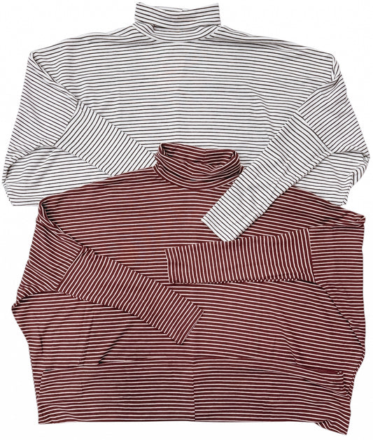 Read Between The Lines Cherry Striped Mock Neck