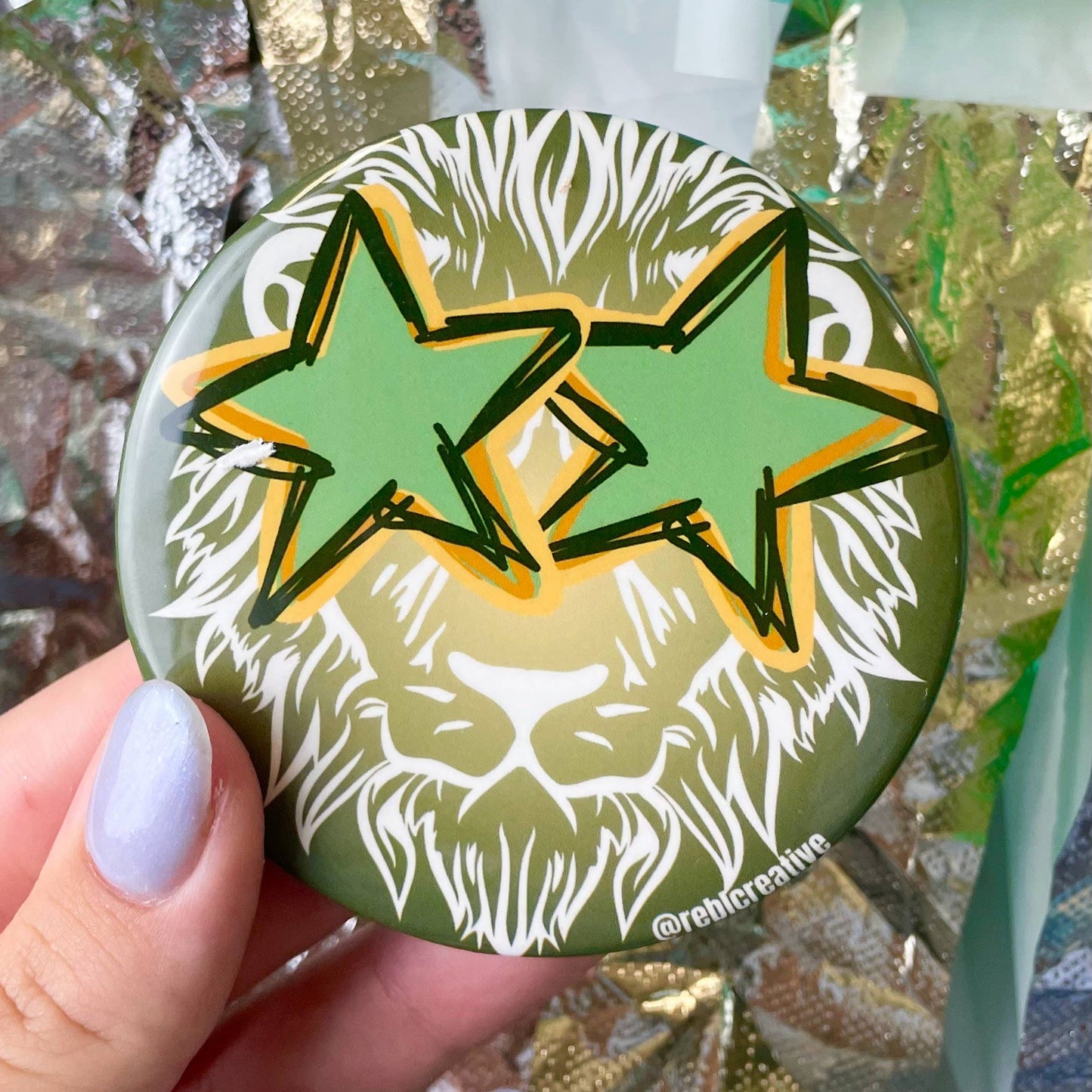 All Star - Lion - Green & Yellow - Game Day Button