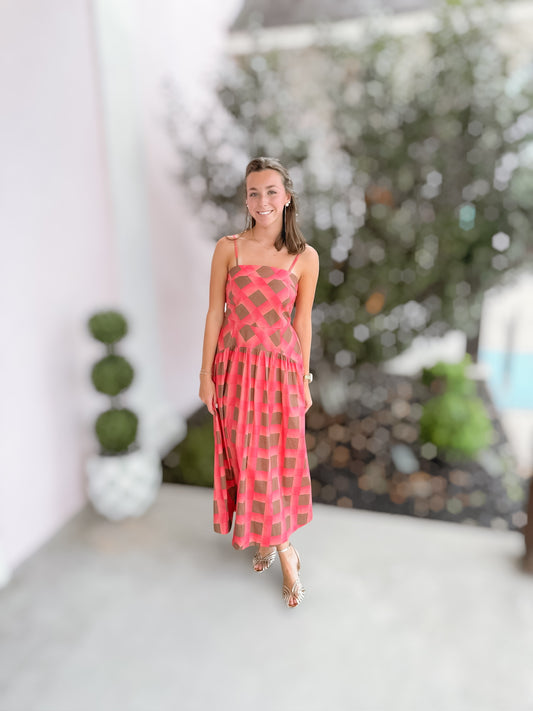 Coral Perfect Abstract Cami Dress
