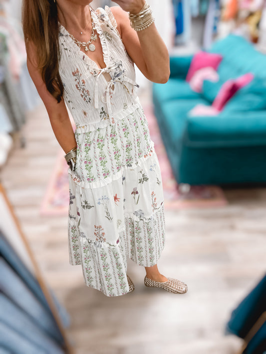 Field of Dreams Cream Floral Tiered Dress