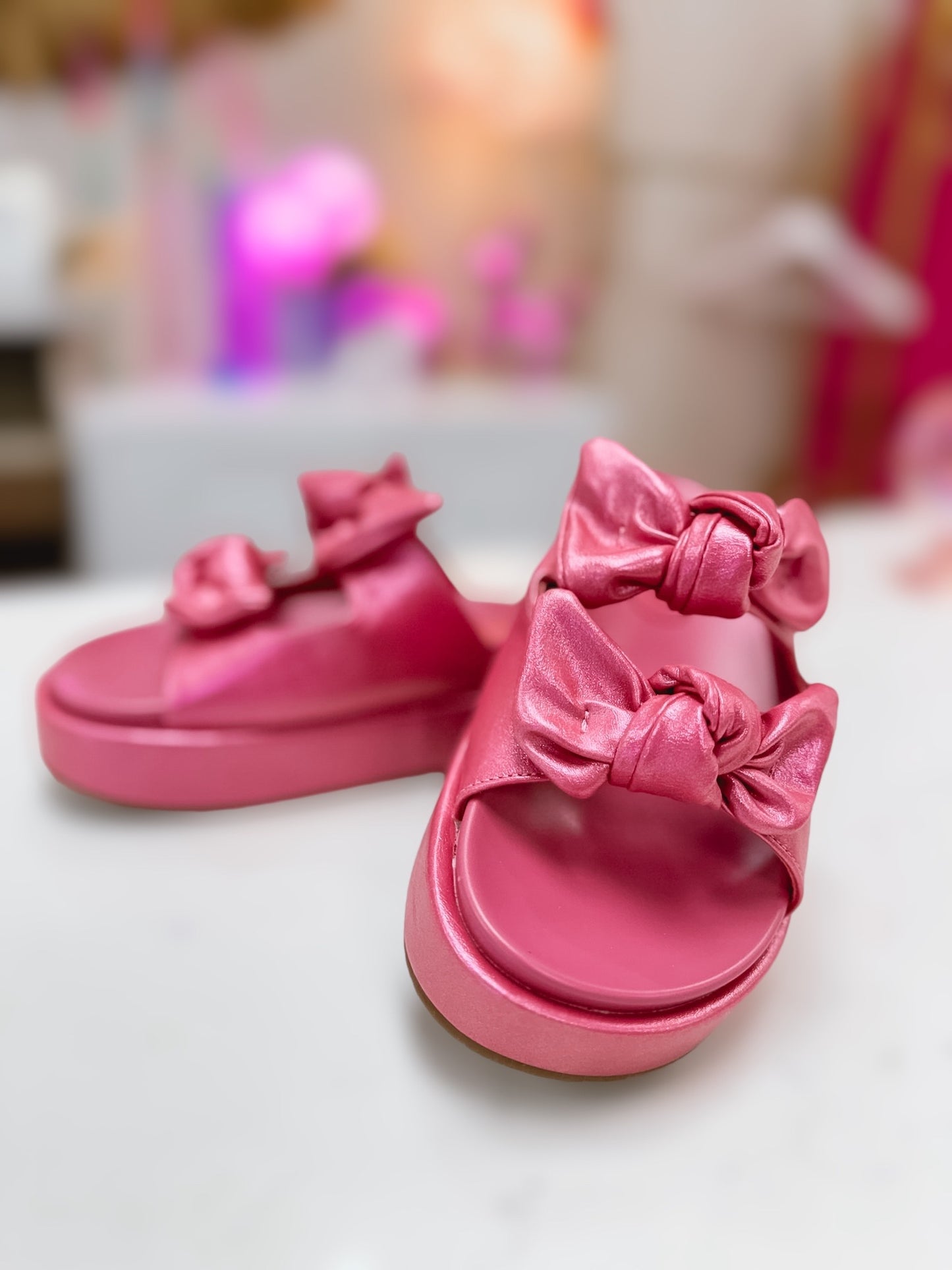 KiKi Fuchsia Bow Sandals