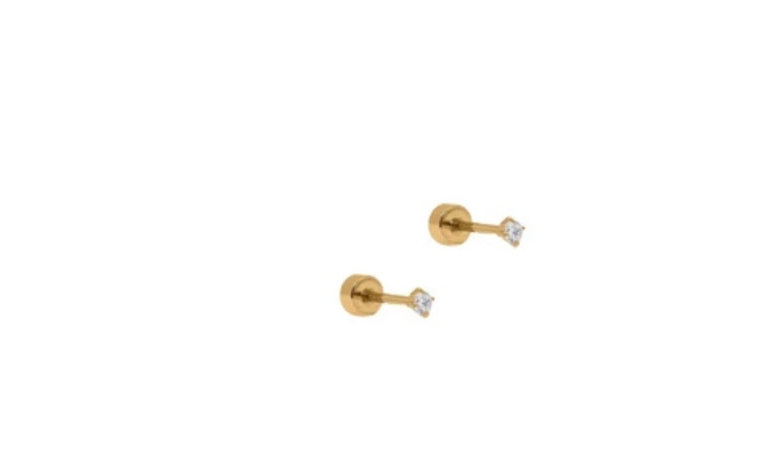 Screwback Stud Earrings - Micro Teagan CZ Gold