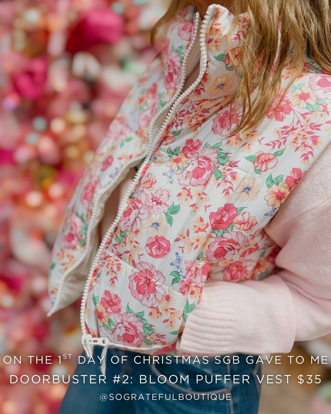 PF Doorbuster #2 Bloom Floral Puffer Vest by Simply Southern