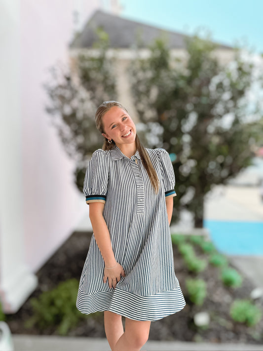 Don’t Turn Back Navy Striped Dress