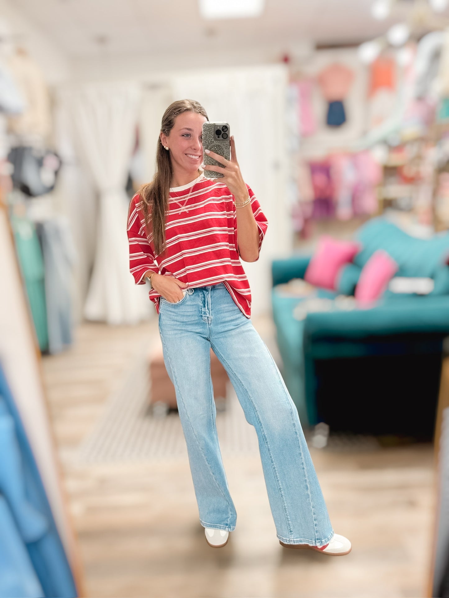 Americana Striped Oversized Tee
