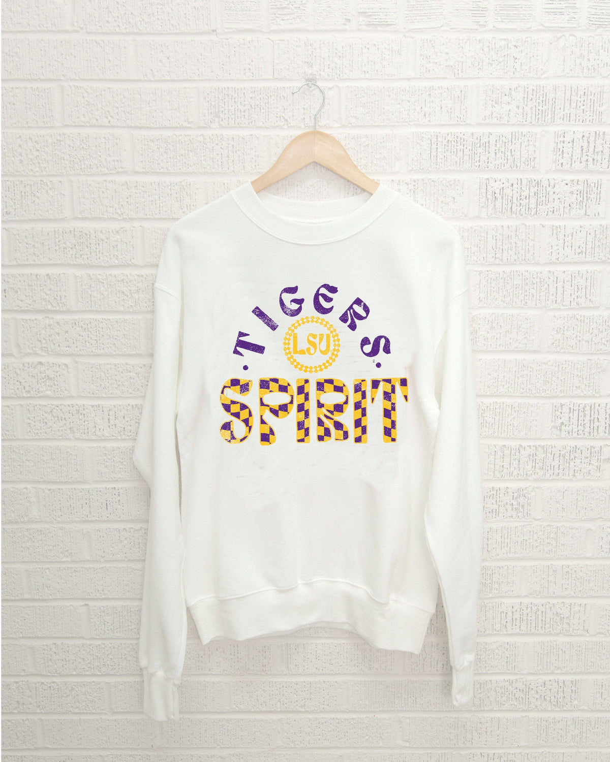 LSU Tigers Spirit White Thrifted Sweatshirt