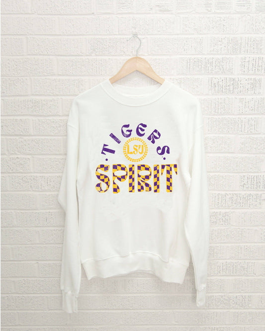 LSU Tigers Spirit White Thrifted Sweatshirt