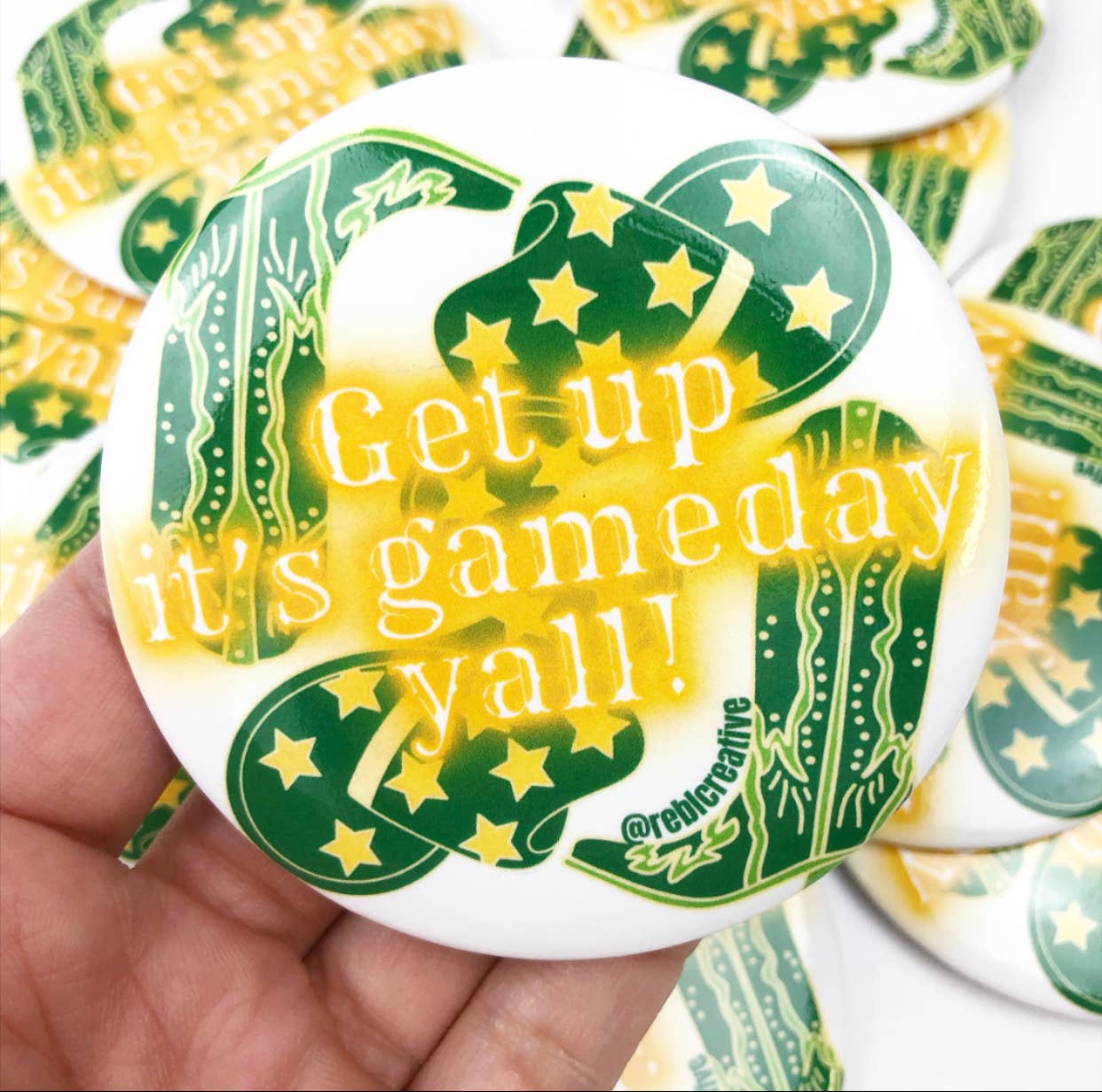 Get Up - Green & Gold - Game Day Button