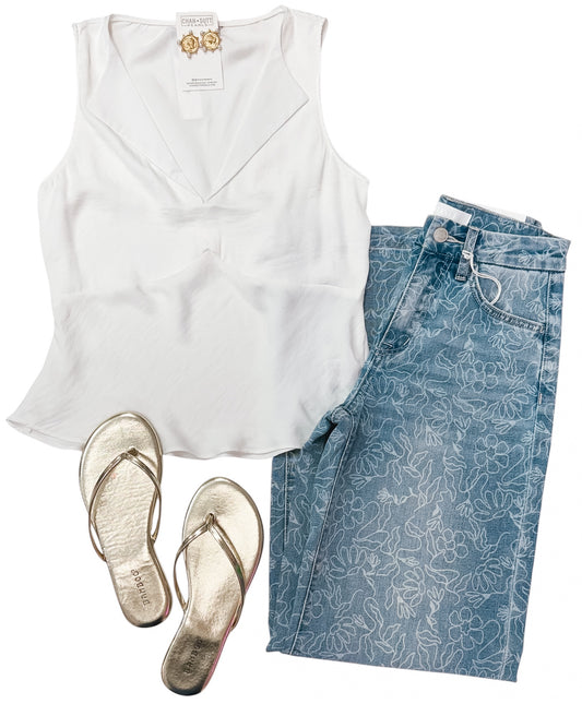 Dove Sleeveless Satin Blouse