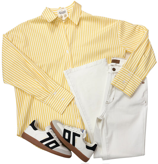 Cozy Coast Yellow Button Up Top