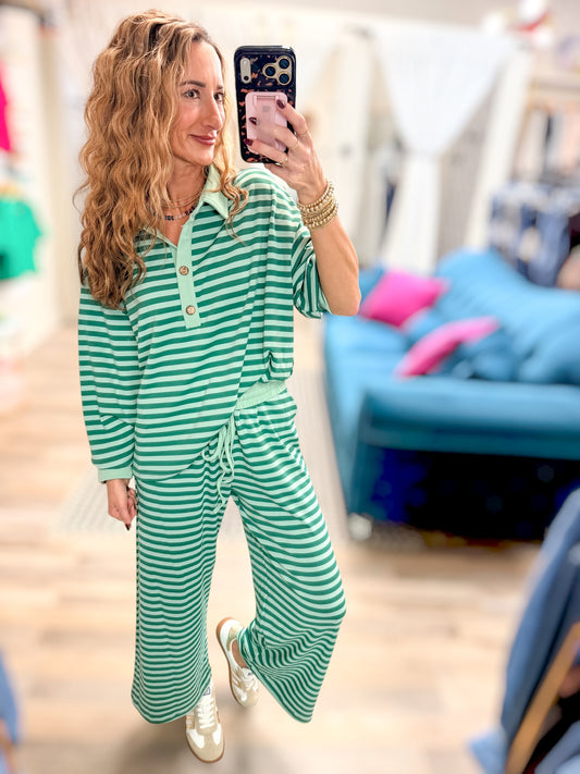 Chasing Dreams Green Striped Set