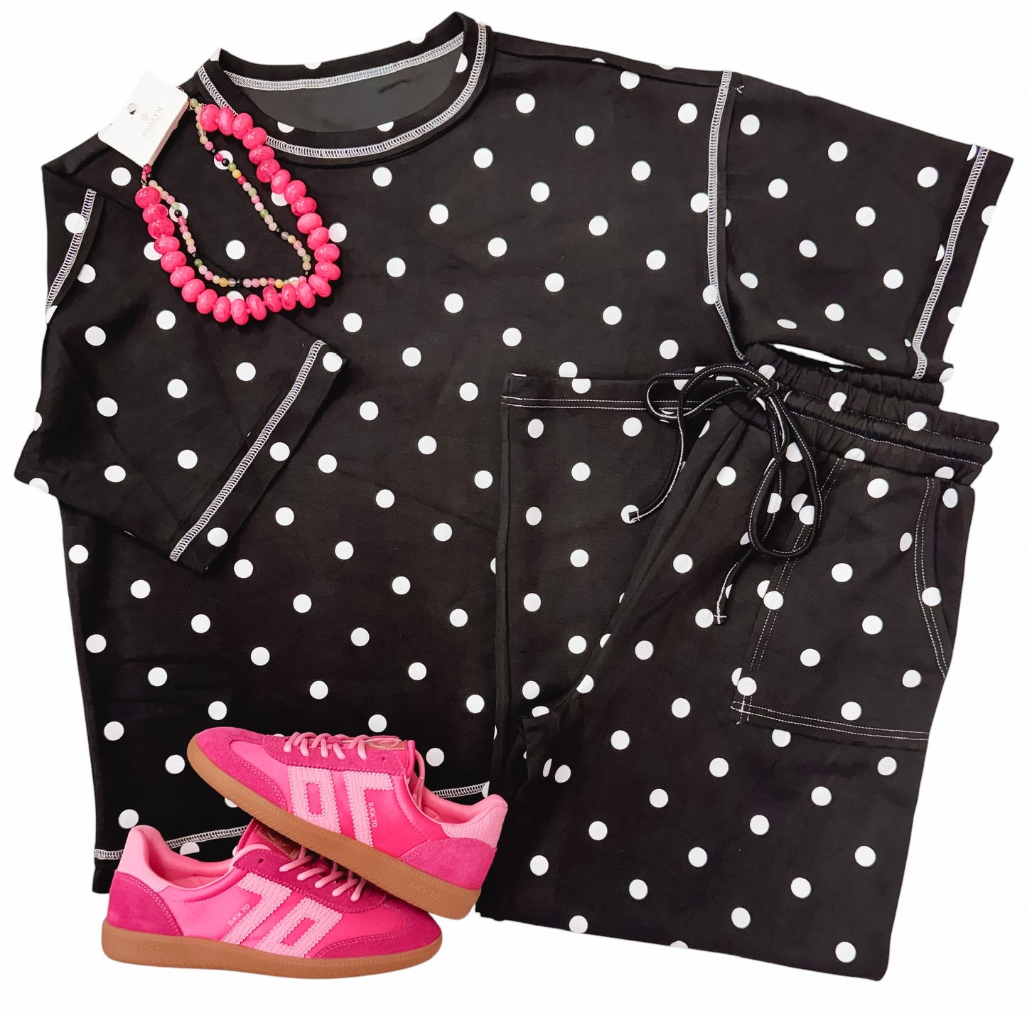 Dot & Darling Pant Set Black & White