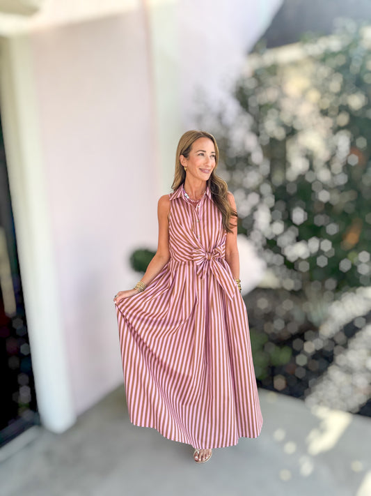 Striped Wrapped For Success Dress