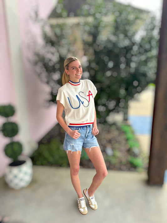 USA Letter SS Sweater