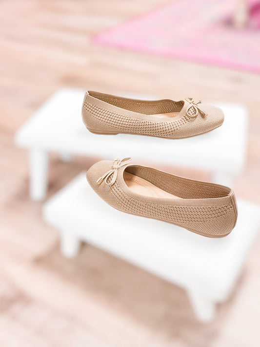 Presents Bow Taupe Ballet Flats