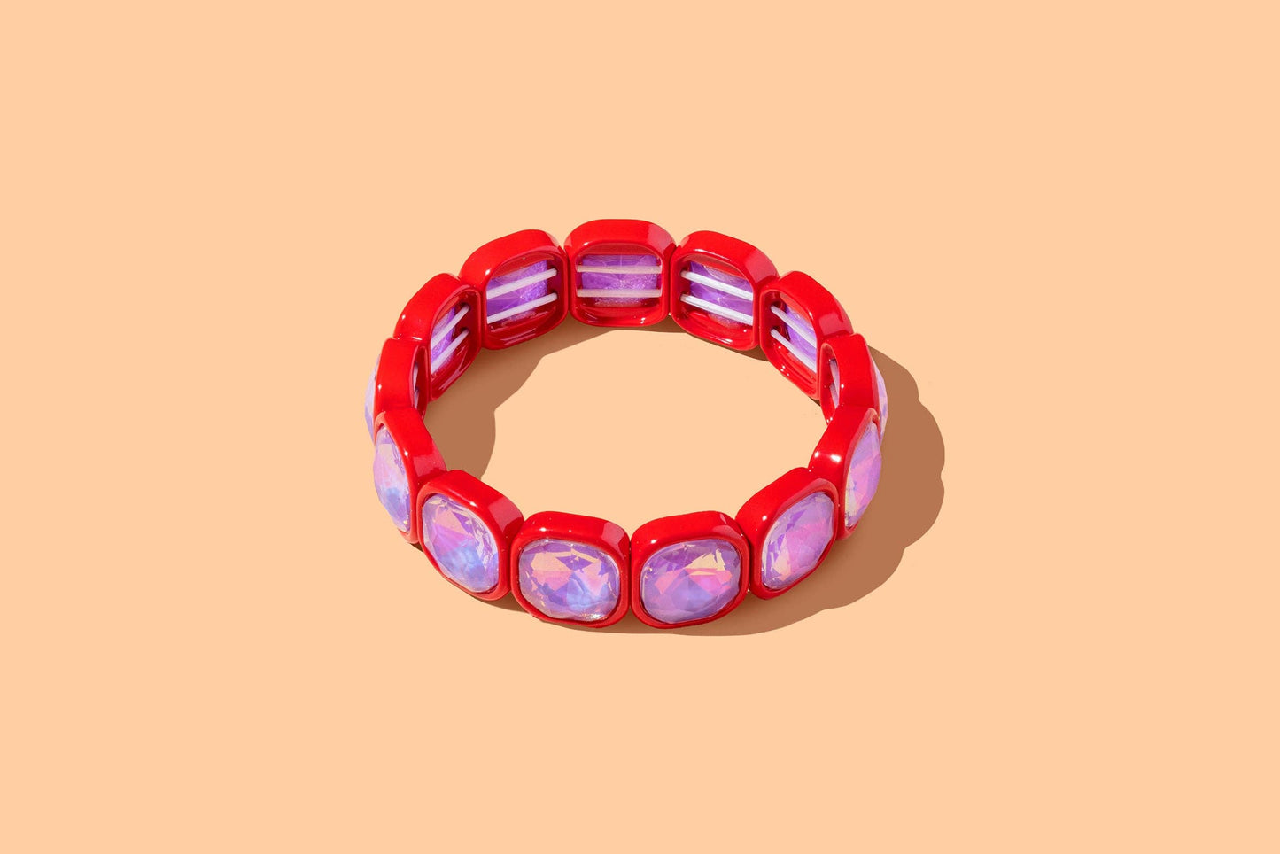 Enamel Stretch Bracelet - Rounded Gems - Elise - Multi Color