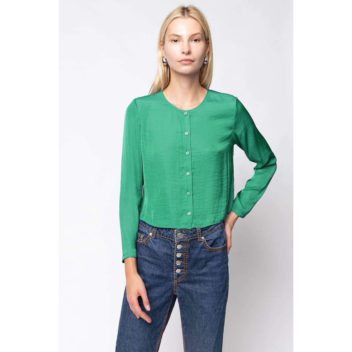 Meadow Cropped Button Up Blouse