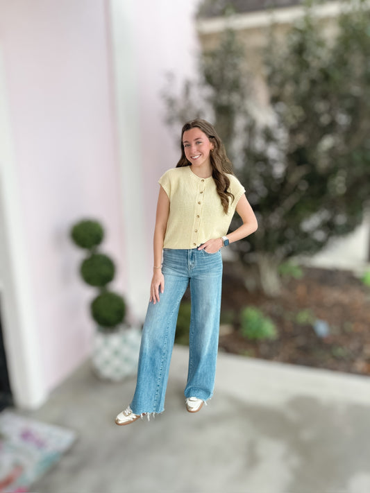 Soft Butter SS Button Sweater