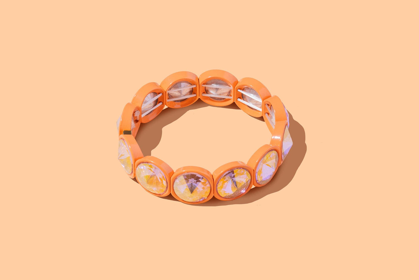Enamel Stretch Bracelet - Rounded Gems - Elise - Multi Color