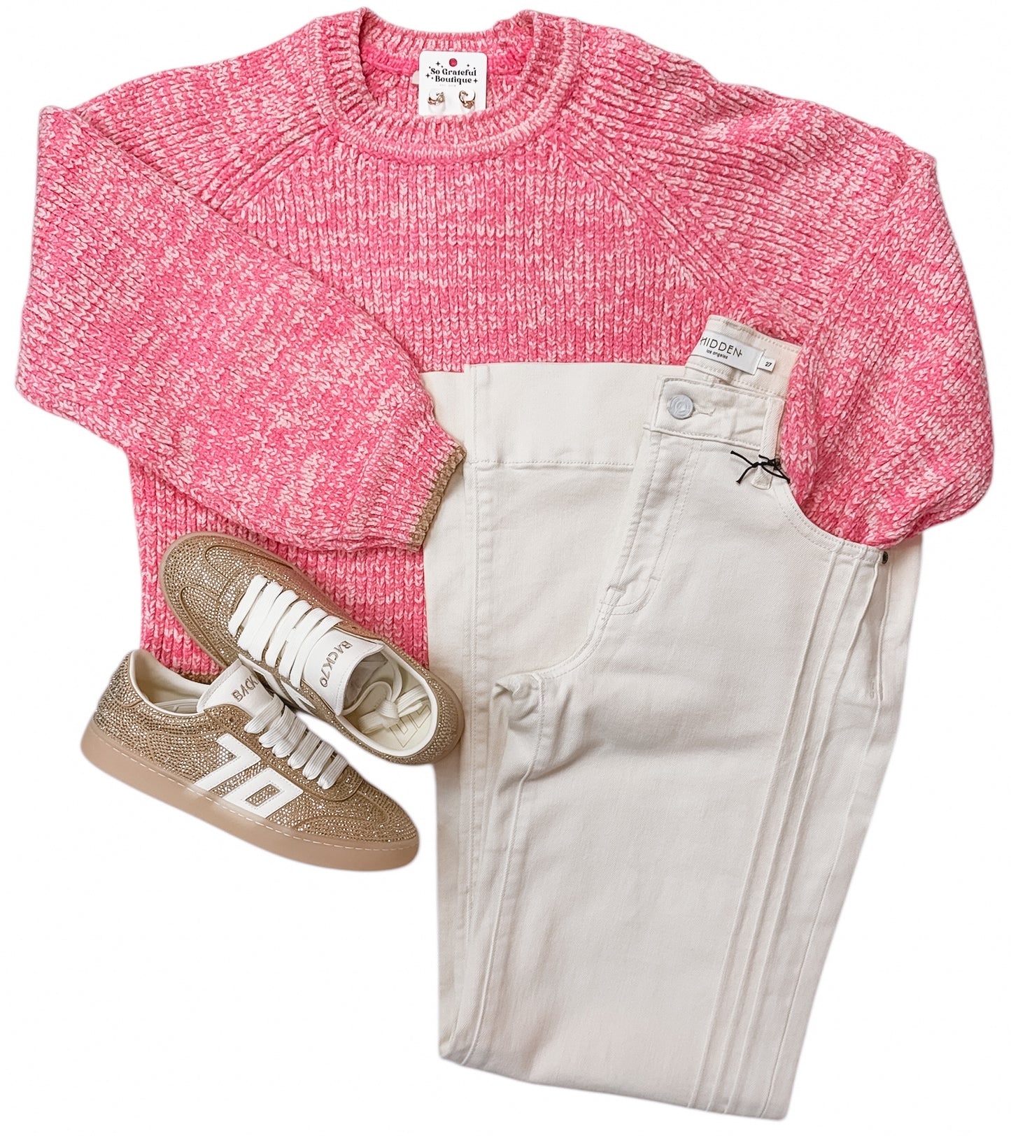 Pink Knitted LS Sweater