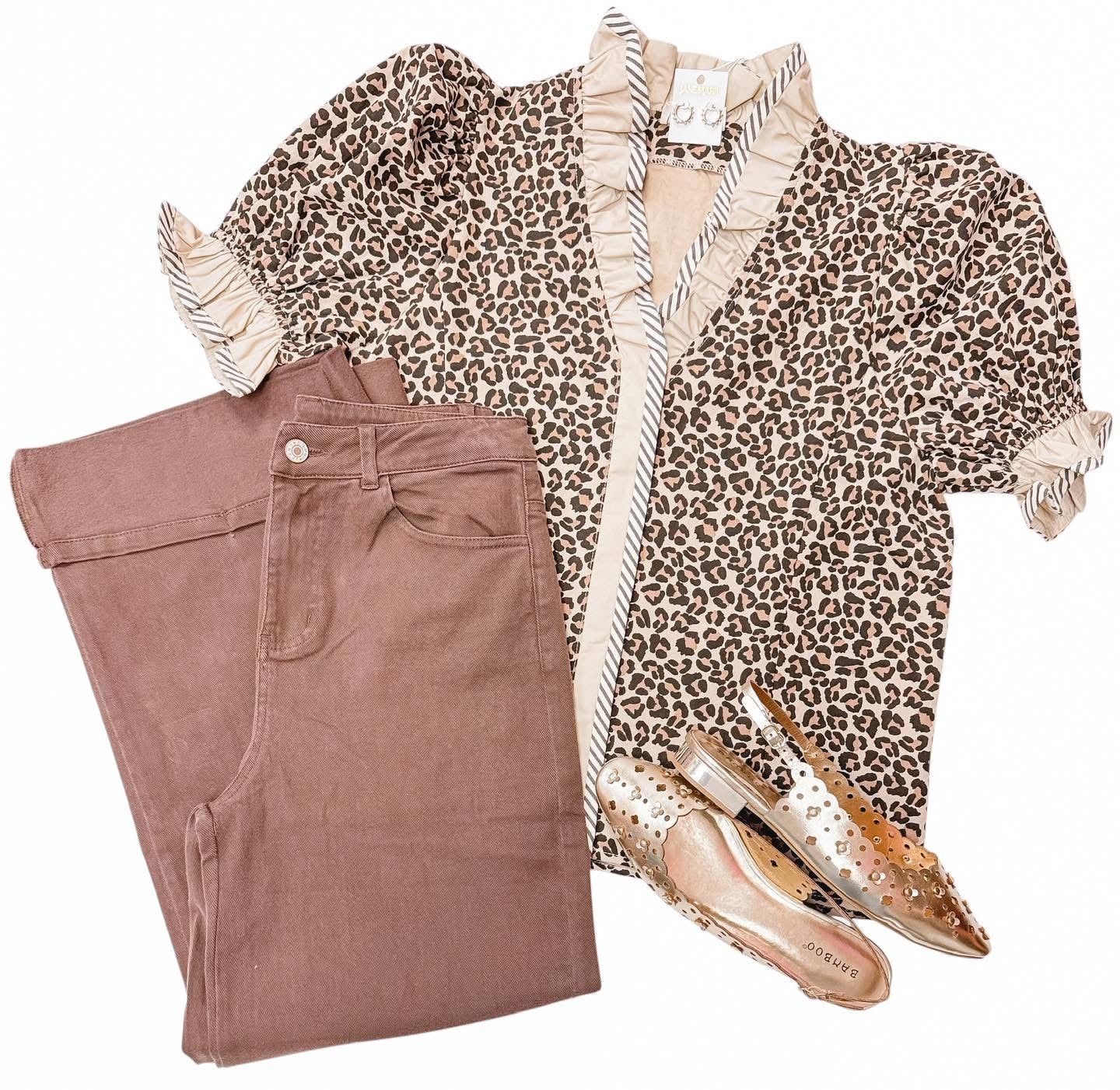 Poppy Ruffle Wild Taupe Blouse
