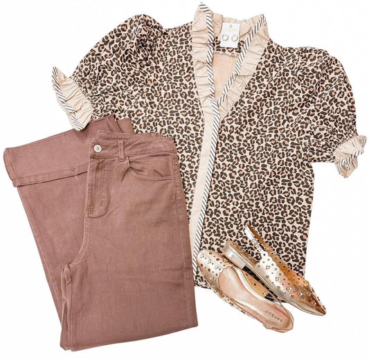 Poppy Ruffle Wild Taupe Blouse
