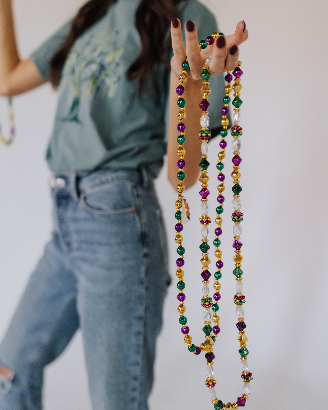 Mardi Gras Bead Tree Graphic Tee