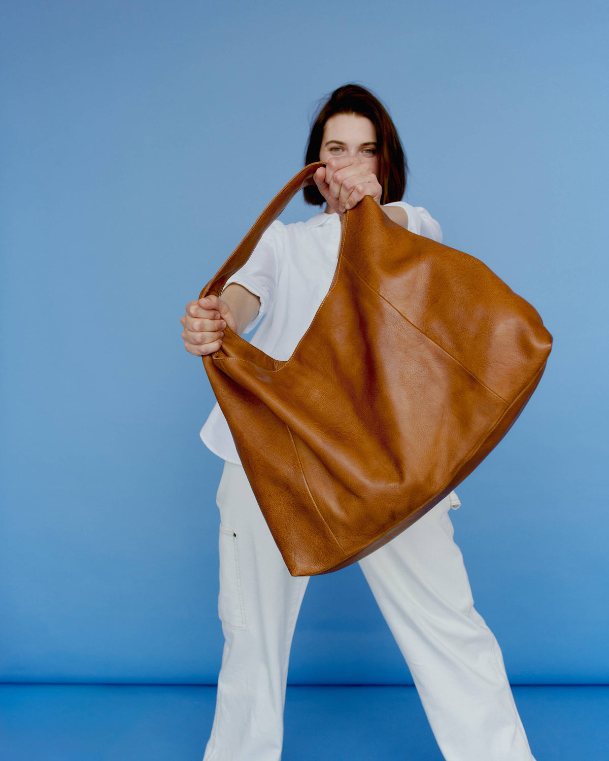 Camel Lindsey Handcrafted Leather Tote/Shoulder Bags