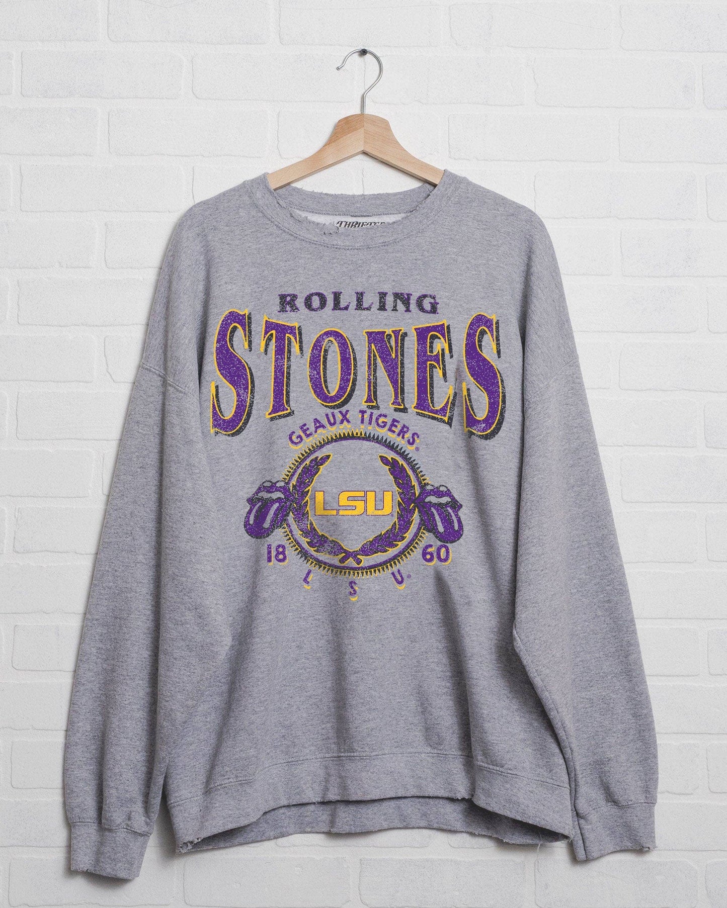 Rolling Stones LSU Tigers College Seal Thrifted Sweatshirt