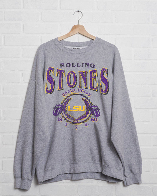Rolling Stones LSU Tigers College Seal Thrifted Sweatshirt