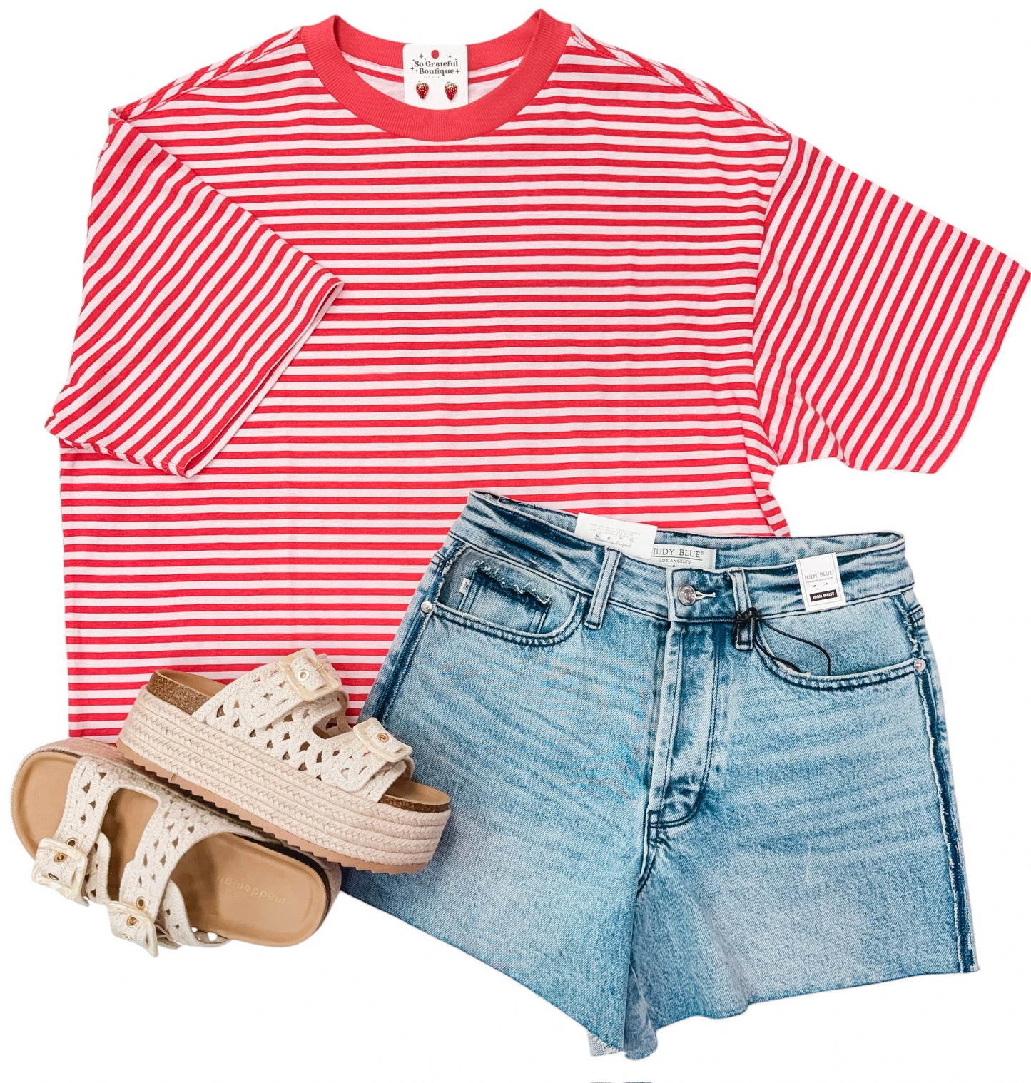 Stripe Tackle Tee Court Stripe Grapefruit