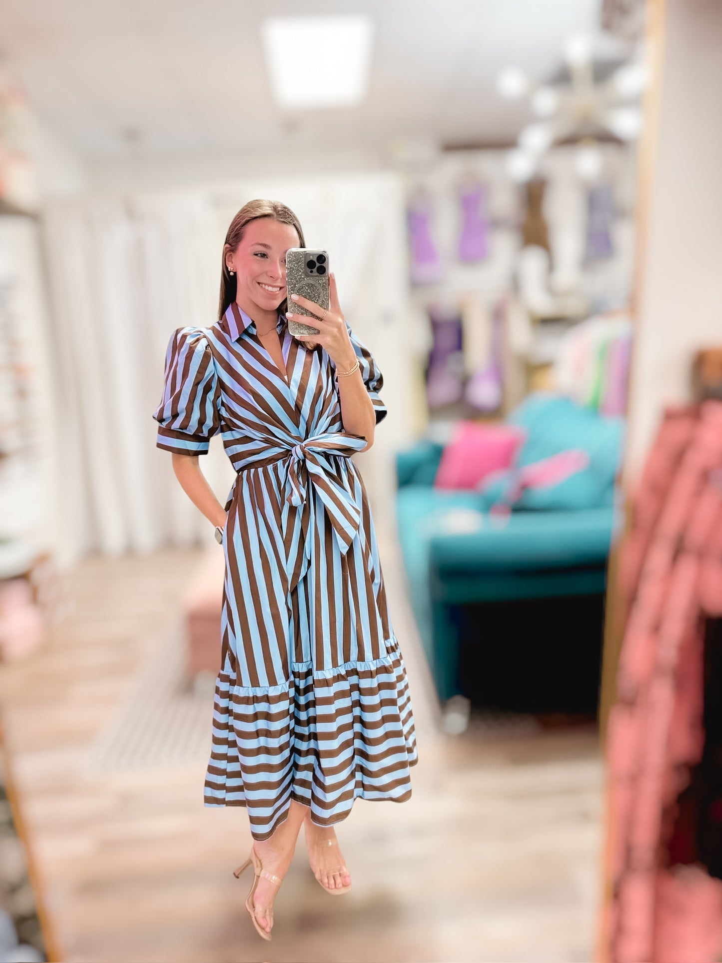 Sugar Blue Striped Maxi Dress