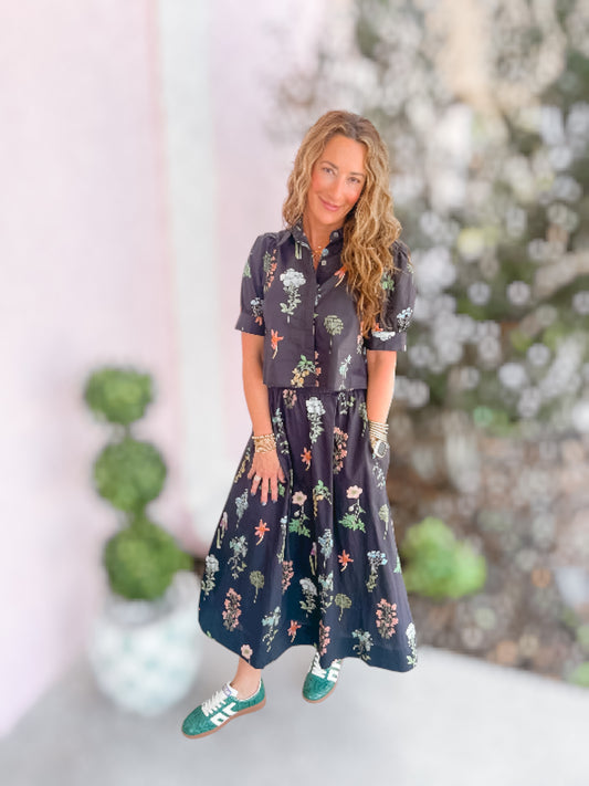 Into The Night Floral Skirt Set