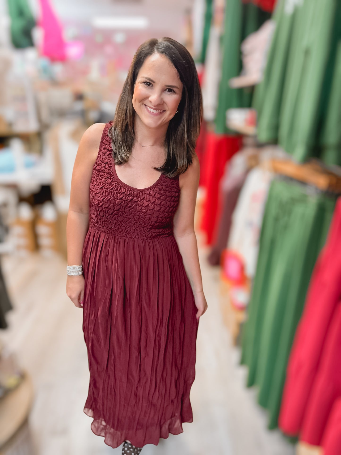 A Twist Of Fate Textured Maxi Dress Burgundy