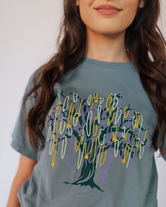 Mardi Gras Bead Tree Graphic Tee