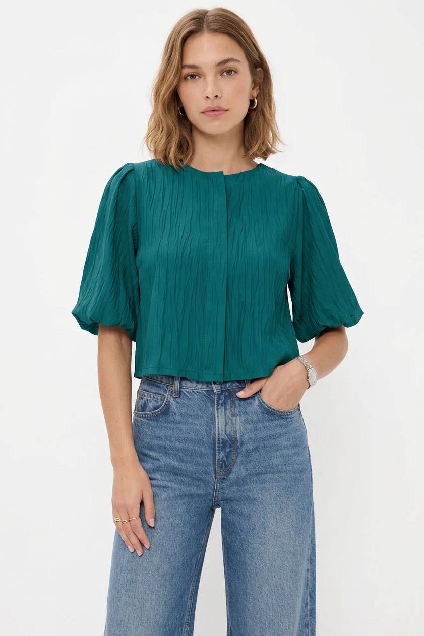 Priscilla Puff Sleeve Blouse Teal