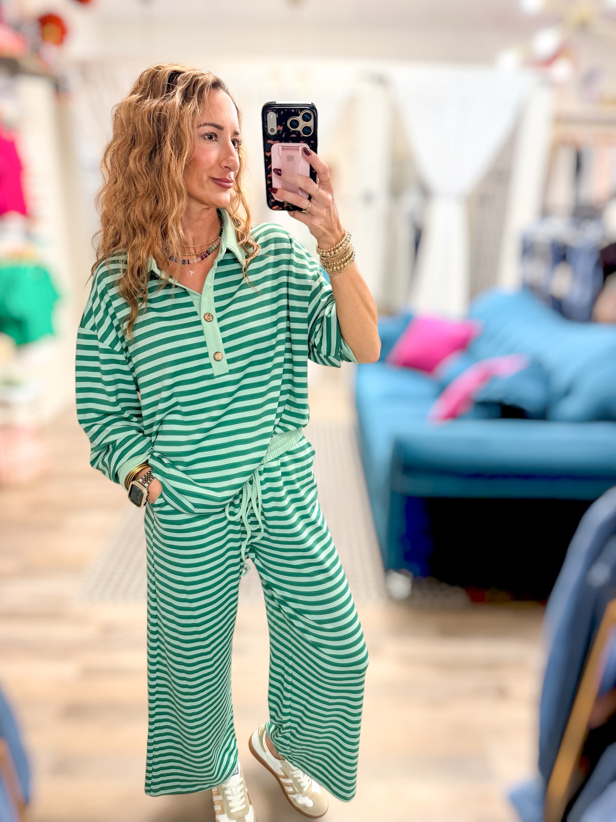 Chasing Dreams Green Striped Set