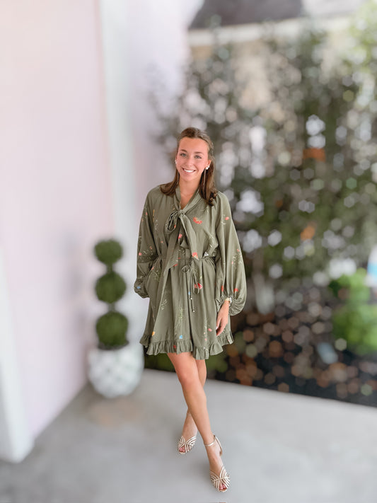 Olive Wildflower Dress
