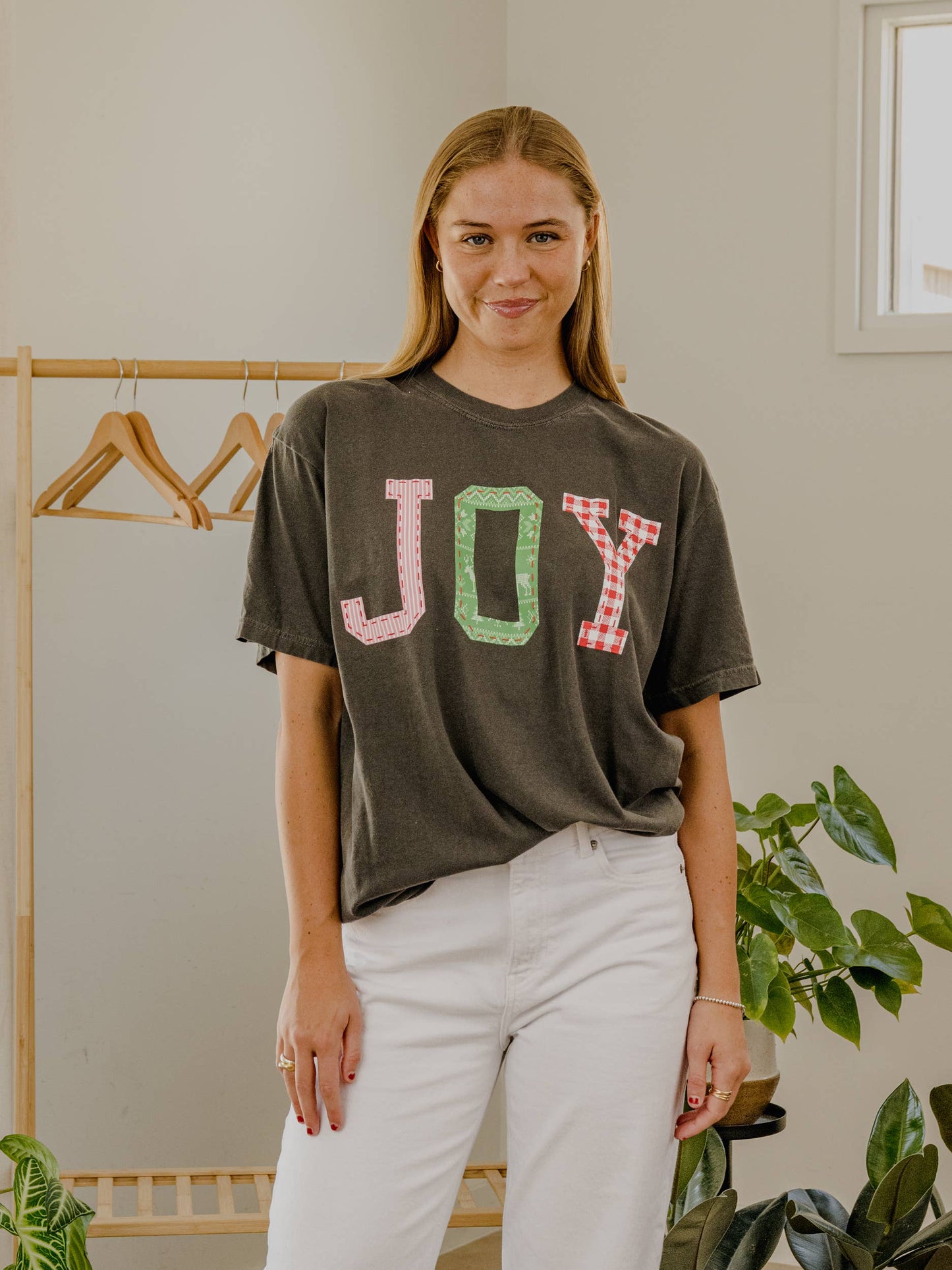 Christmas Holiday JOY Quilted Puff Ink Pepper CC Tee
