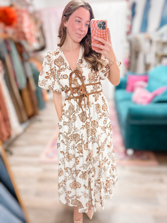 Floral For Fall Brown Dress