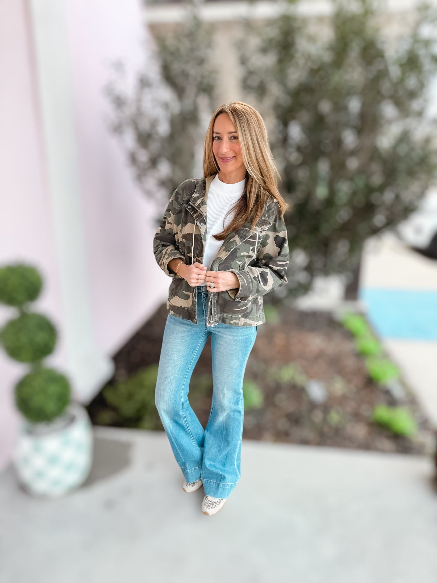 Camo Raglan Sleeve Jacket w/Hood