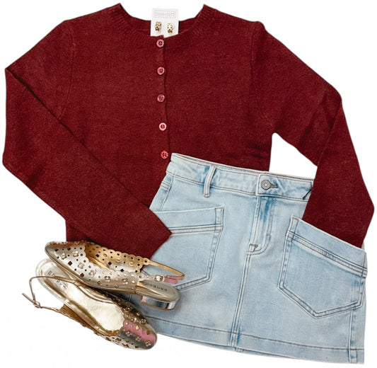 What Do You Know Burgundy Sweater Cardigan