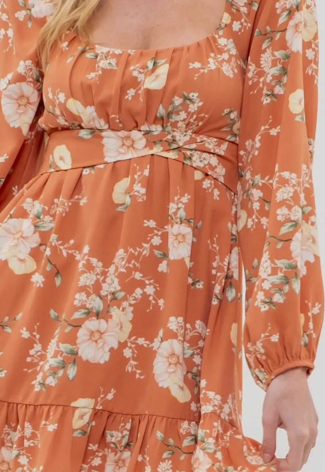 November Days Terracotta Floral LS Dress